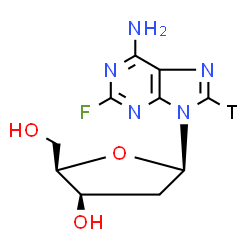 ChemSpider 2D Image | 9-(2-Deoxy-beta-D-threo-pentofuranosyl)-2-fluoro(~3~H)-9H-purin-6-amine | C10H11TFN5O3