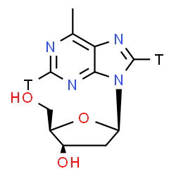 ChemSpider 2D Image | 9-(2-Deoxy-beta-D-threo-pentofuranosyl)-6-methyl(~3~H_2_)-9H-purine | C11H12T2N4O3
