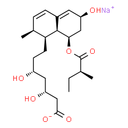 ChemSpider 2D Image | Sodium (3R,5R)-3,5-dihydroxy-7-[(1S,2S,6S,8R,8aS)-6-hydroxy-2-methyl-8-{[(2S)-2-methylbutanoyl]oxy}-1,2,6,7,8,8a-hexahydro-1-naphthalenyl]heptanoate | C23H35NaO7