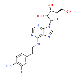 ChemSpider 2D Image | N-[2-(4-Amino-3-iodophenyl)ethyl]-9-(alpha-D-ribofuranosyl)-9H-purin-6-amine | C18H21IN6O4