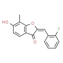 ChemSpider 2D Image | (2E)-2-(2-Fluorobenzylidene)-6-hydroxy-7-methyl-1-benzofuran-3(2H)-one | C16H11FO3