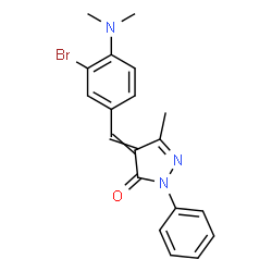 ChemSpider 2D Image | 4-[3-Bromo-4-(dimethylamino)benzylidene]-5-methyl-2-phenyl-2,4-dihydro-3H-pyrazol-3-one | C19H18BrN3O