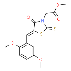 ChemSpider 2D Image | Methyl [(5Z)-5-(2,5-dimethoxybenzylidene)-4-oxo-2-thioxo-1,3-thiazolidin-3-yl]acetate | C15H15NO5S2