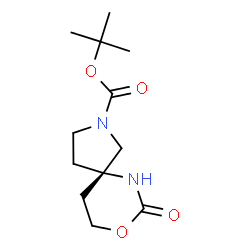 ChemSpider 2D Image | 2-Methyl-2-propanyl (5S)-7-oxo-8-oxa-2,6-diazaspiro[4.5]decane-2-carboxylate | C12H20N2O4