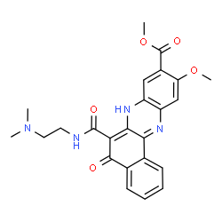 ChemSpider 2D Image | Methyl 6-{[2-(dimethylamino)ethyl]carbamoyl}-10-methoxy-5-oxo-5,7-dihydrobenzo[a]phenazine-9-carboxylate | C24H24N4O5