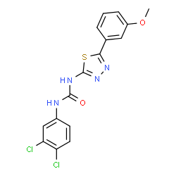 ChemSpider 2D Image | 1-(3,4-Dichlorophenyl)-3-[5-(3-methoxyphenyl)-1,3,4-thiadiazol-2-yl]urea | C16H12Cl2N4O2S