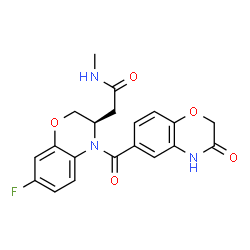 ChemSpider 2D Image | 2-{(3R)-7-Fluoro-4-[(3-oxo-3,4-dihydro-2H-1,4-benzoxazin-6-yl)carbonyl]-3,4-dihydro-2H-1,4-benzoxazin-3-yl}-N-methylacetamide | C20H18FN3O5