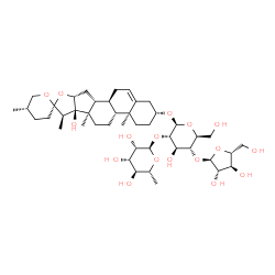 ChemSpider 2D Image | (3alpha,8alpha,9beta,10alpha,13alpha,14beta,16beta,17beta,20R,22S,25S)-17-Hydroxyspirost-5-en-3-yl alpha-D-arabinofuranosyl-(1->4)-[6-deoxy-alpha-D-mannopyranosyl-(1->2)]-beta-L-glucopyranoside | C44H70O17