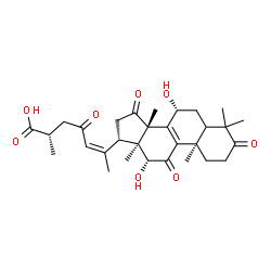 ChemSpider 2D Image | (5xi,7alpha,10alpha,12alpha,13alpha,14beta,17alpha,20Z,25S)-7,12-Dihydroxy-3,11,15,23-tetraoxolanosta-8,20(22)-dien-26-oic acid | C30H40O8