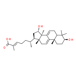 ChemSpider 2D Image | (3beta,5xi,15alpha,24E)-3,15-Dihydroxylanosta-7,9(11),24-trien-26-oic acid | C30H46O4