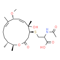 ChemSpider 2D Image | N-Acetyl-S-[(4S,5S,6Z,8R,9Z,13R,14S)-5-hydroxy-8-methoxy-5,9,13,14-tetramethyl-2-oxooxacyclotetradeca-6,9-dien-4-yl]cysteine | C23H37NO7S