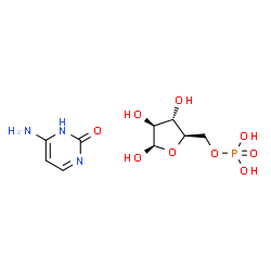 ChemSpider 2D Image | 6-Amino-2(1H)-pyrimidinone - 5-O-phosphono-beta-D-arabinofuranose (1:1) | C9H16N3O9P