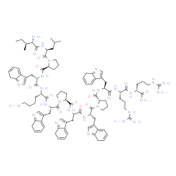 ChemSpider 2D Image | L-Isoleucyl-L-leucyl-L-prolyl-3-(7H-indol-3-yl)-L-alanyl-L-lysyl-3-(7H-indol-3-yl)-L-alanyl-L-prolyl-3-(7H-indol-3-yl)-L-alanyl-3-(7H-indol-3-yl)-L-alanyl-L-prolyl-3-(7H-indol-3-yl)-L-alanyl-L-arginyl
-D-argininamide | C100H132N26O13