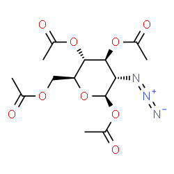 ChemSpider 2D Image | 1,3,4,6-Tetra-O-acetyl-2-azido-2-deoxy-beta-L-glucopyranose | C14H19N3O9