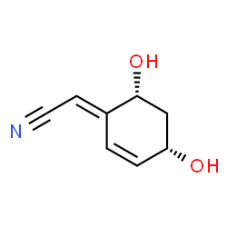 ChemSpider 2D Image | (2E)-[(4S,6R)-4,6-Dihydroxy-2-cyclohexen-1-ylidene]acetonitrile | C8H9NO2