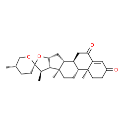ChemSpider 2D Image | (8alpha,9beta,10alpha,13alpha,14beta,17beta,20R,22S,25S)-Spirost-4-en-3,6-dione | C27H38O4