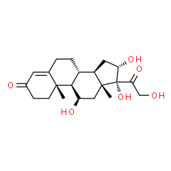 ChemSpider 2D Image | (8alpha,9beta,10alpha,13alpha,14beta,16beta,17alpha)-11,16,17,21-Tetrahydroxypregn-4-ene-3,20-dione | C21H30O6