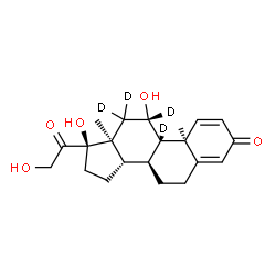 ChemSpider 2D Image | (11beta)-11,17,21-Trihydroxy(9,11,12,12-~2~H_4_)pregna-1,4-diene-3,20-dione | C21H24D4O5