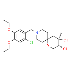 ChemSpider 2D Image | (3R,4R)-9-(2-Chloro-4,5-diethoxybenzyl)-4-methyl-1-oxa-9-azaspiro[5.5]undecane-3,4-diol | C21H32ClNO5