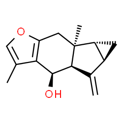 ChemSpider 2D Image | (4R,4aR,5aR,6aR,6bS)-3,6b-Dimethyl-5-methylene-4,4a,5,5a,6,6a,6b,7-octahydrocyclopropa[2,3]indeno[5,6-b]furan-4-ol | C15H18O2
