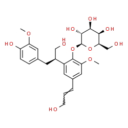 ChemSpider 2D Image | 2-[(2R)-1-Hydroxy-3-(4-hydroxy-3-methoxyphenyl)-2-propanyl]-4-[(1E)-3-hydroxy-1-propen-1-yl]-6-methoxyphenyl beta-D-galactopyranoside | C26H34O11