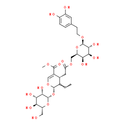 ChemSpider 2D Image | 2-(3,4-Dihydroxyphenyl)ethyl 6-O-{[(2S,3E,4R)-3-ethylidene-2-(beta-D-mannopyranosyloxy)-5-(methoxycarbonyl)-3,4-dihydro-2H-pyran-4-yl]acetyl}-beta-D-galactopyranoside | C31H42O18