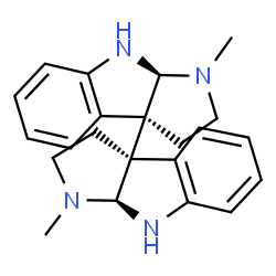 ChemSpider 2D Image | (3aR,3a'R,8aS,8a'S)-1,1'-Dimethyl-2,2',3,3',8,8',8a,8a'-octahydro-1H,1'H-3a,3a'-bipyrrolo[2,3-b]indole | C22H26N4