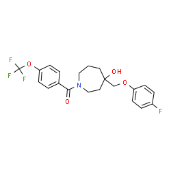 ChemSpider 2D Image | {4-[(4-Fluorophenoxy)methyl]-4-hydroxy-1-azepanyl}[4-(trifluoromethoxy)phenyl]methanone | C21H21F4NO4