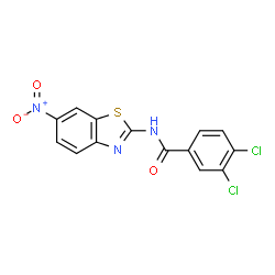 ChemSpider 2D Image | 3,4-Dichloro-N-(6-nitro-1,3-benzothiazol-2-yl)benzamide | C14H7Cl2N3O3S
