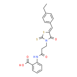 ChemSpider 2D Image | 2-({3-[(5Z)-5-(4-Ethylbenzylidene)-4-oxo-2-thioxo-1,3-thiazolidin-3-yl]propanoyl}amino)benzoic acid | C22H20N2O4S2