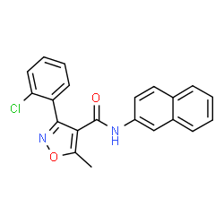 ChemSpider 2D Image | 3-(2-Chlorophenyl)-5-methyl-N-(2-naphthyl)-1,2-oxazole-4-carboxamide | C21H15ClN2O2