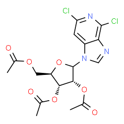 ChemSpider 2D Image | 4,6-Dichloro-1-(2,3,5-tri-O-acetyl-D-ribofuranosyl)-1H-imidazo[4,5-c]pyridine | C17H17Cl2N3O7