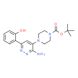 ChemSpider 2D Image | 2-Methyl-2-propanyl 4-[3-amino-6-(2-hydroxyphenyl)-4-pyridazinyl]-1-piperazinecarboxylate | C19H25N5O3