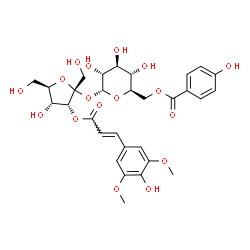 ChemSpider 2D Image | 3-O-[(2E)-3-(4-Hydroxy-3,5-dimethoxyphenyl)-2-propenoyl]-alpha-D-psicofuranosyl 6-O-(4-hydroxybenzoyl)-alpha-D-glucopyranoside | C30H36O17