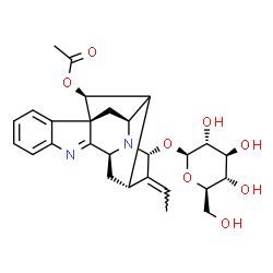 ChemSpider 2D Image | (7alpha,16xi,17S,19E,21alpha)-21-(beta-D-Glucopyranosyloxy)-1,2-didehydro-2,7-dihydro-7,17-cyclosarpagan-17-yl acetate | C27H32N2O8