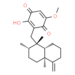 ChemSpider 2D Image | 2-Hydroxy-5-methoxy-3-{[(1S,2S,4aS,8aS)-1,2,4a-trimethyl-5-methylenedecahydro-1-naphthalenyl]methyl}-1,4-benzoquinone | C22H30O4