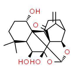 ChemSpider 2D Image | (5beta,6alpha,7beta,8alpha,9beta,10alpha,14R,20R)-1,6,7-Trihydroxy-7,20:14,20-diepoxykaur-16-en-15-one | C20H26O6