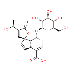 ChemSpider 2D Image | (1S,4aS,7R,7aR)-1-(beta-D-Glucopyranosyloxy)-4'-[(1S)-1-hydroxyethyl]-5'-oxo-4a,7a-dihydro-1H,5'H-spiro[cyclopenta[c]pyran-7,2'-furan]-4-carboxylic acid | C20H24O12