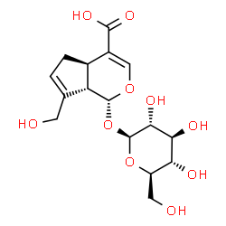 ChemSpider 2D Image | (1R,4aR,7aS)-1-(beta-D-Glucopyranosyloxy)-7-(hydroxymethyl)-1,4a,5,7a-tetrahydrocyclopenta[c]pyran-4-carboxylic acid | C16H22O10