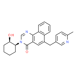 ChemSpider 2D Image | 3-[(1S,2R)-2-Hydroxycyclohexyl]-6-[(6-methyl-3-pyridinyl)methyl]benzo[h]quinazolin-4(3H)-one | C25H25N3O2