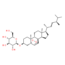 ChemSpider 2D Image | (1S,2R,5R,6S,9S,10S,13S,15S)-5-[(2R,5R)-5,6-Dimethyl-3-hepten-2-yl]-6,10-dimethyl-16,17-dioxapentacyclo[13.2.2.0~1,9~.0~2,6~.0~10,15~]nonadec-18-en-13-yl beta-D-glucopyranoside | C34H54O8