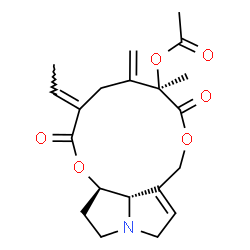 ChemSpider 2D Image | (8beta,15E)-11,16-Dioxo-13,19-didehydrosenecionan-12-yl acetate | C20H25NO6