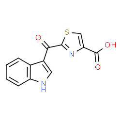 ChemSpider 2D Image | 2-(1H-Indol-3-ylcarbonyl)-4-thiazolecarboxylic acid | C13H8N2O3S