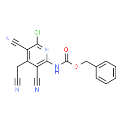 ChemSpider 2D Image | Benzyl [6-chloro-3,5-dicyano-4-(cyanomethyl)-2-pyridinyl]carbamate | C17H10ClN5O2