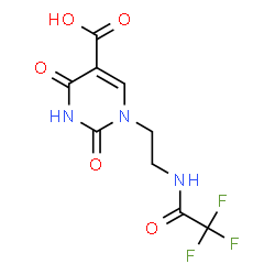 ChemSpider 2D Image | 2,4-Dioxo-1-{2-[(trifluoroacetyl)amino]ethyl}-1,2,3,4-tetrahydro-5-pyrimidinecarboxylic acid | C9H8F3N3O5