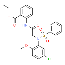 ChemSpider 2D Image | Ethyl 2-{[N-(5-chloro-2-methoxyphenyl)-N-(phenylsulfonyl)glycyl]amino}benzoate | C24H23ClN2O6S