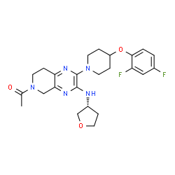 ChemSpider 2D Image | 1-{2-[4-(2,4-Difluorophenoxy)-1-piperidinyl]-3-[(3R)-tetrahydro-3-furanylamino]-7,8-dihydropyrido[3,4-b]pyrazin-6(5H)-yl}ethanone | C24H29F2N5O3