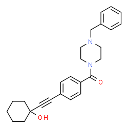 ChemSpider 2D Image | (4-Benzyl-1-piperazinyl){4-[(1-hydroxycyclohexyl)ethynyl]phenyl}methanone | C26H30N2O2