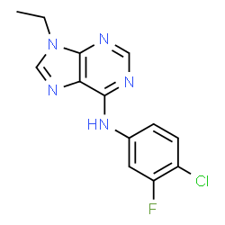 ChemSpider 2D Image | N-(4-Chloro-3-fluorophenyl)-9-ethyl-9H-purin-6-amine | C13H11ClFN5