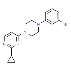 ChemSpider 2D Image | 4-[4-(3-Bromophenyl)-1-piperazinyl]-2-cyclopropylpyrimidine | C17H19BrN4